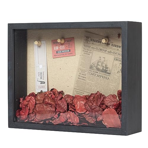 Image of Shadow Box Frame 8x10 Shadow Box Display Case with Linen Back of Awards Memorabilia Flower, Pictures, Keepsakes、Bouquet、Medals and More Photos Memory Box Black