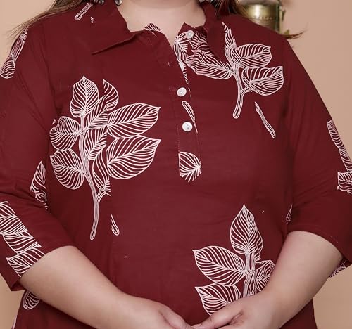 Image of NISHIRE Women's Cotton Floral Co-ord Kurta Set, Plus Size Stylish Ethnic Wear Set