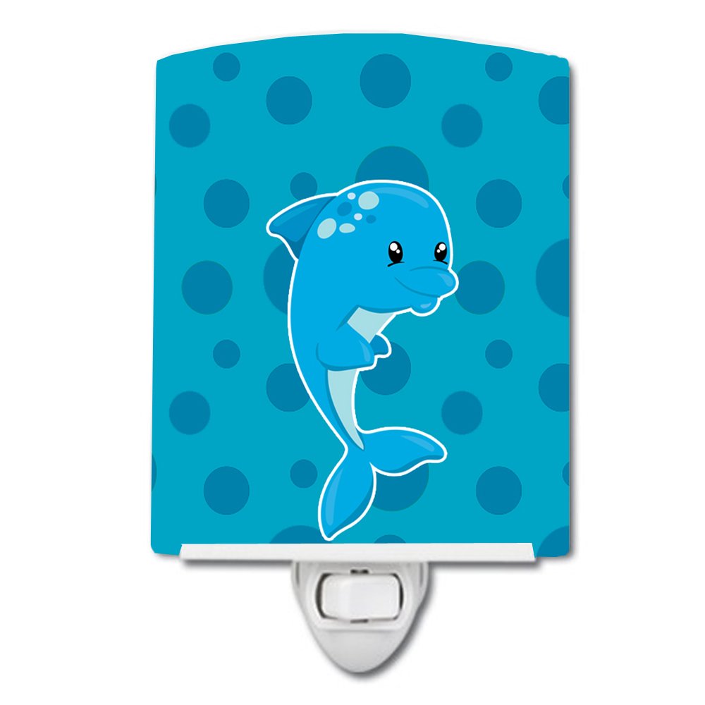Caroline's Treasures BB8894CNL Nautical Dolphin Ceaser Ceramic Night Light Compact, UL-Certified, Ideal for Bedroom, Bathroom, Nursery, Hallway, Kitchen, 6x4x3, Multicolor