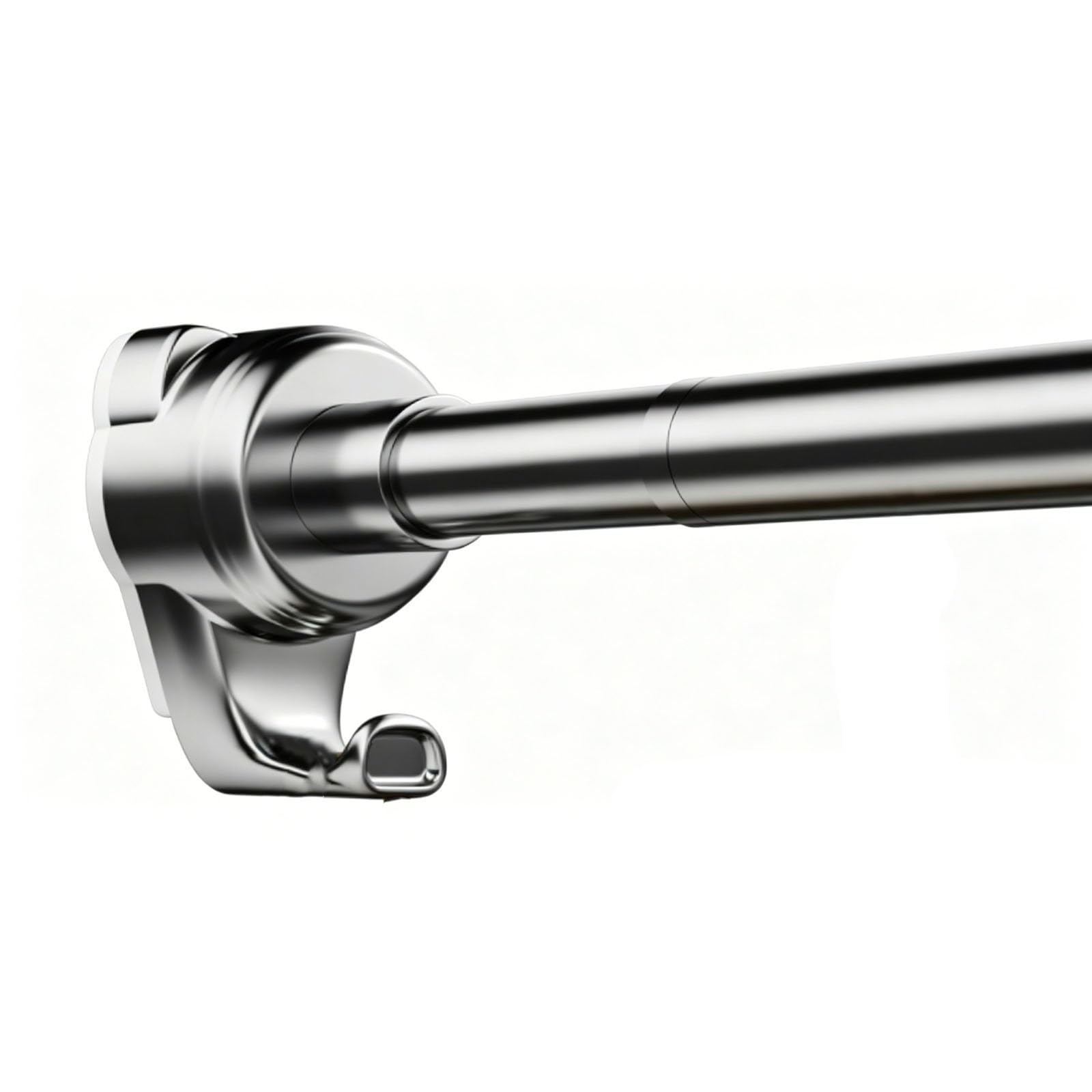 No drill curtain rods, closet rods for hanging clothes with Built-in Hooks, Anti-Slip End Caps for Bathroom Window Closet(Silver,95-150cm/37-59in)