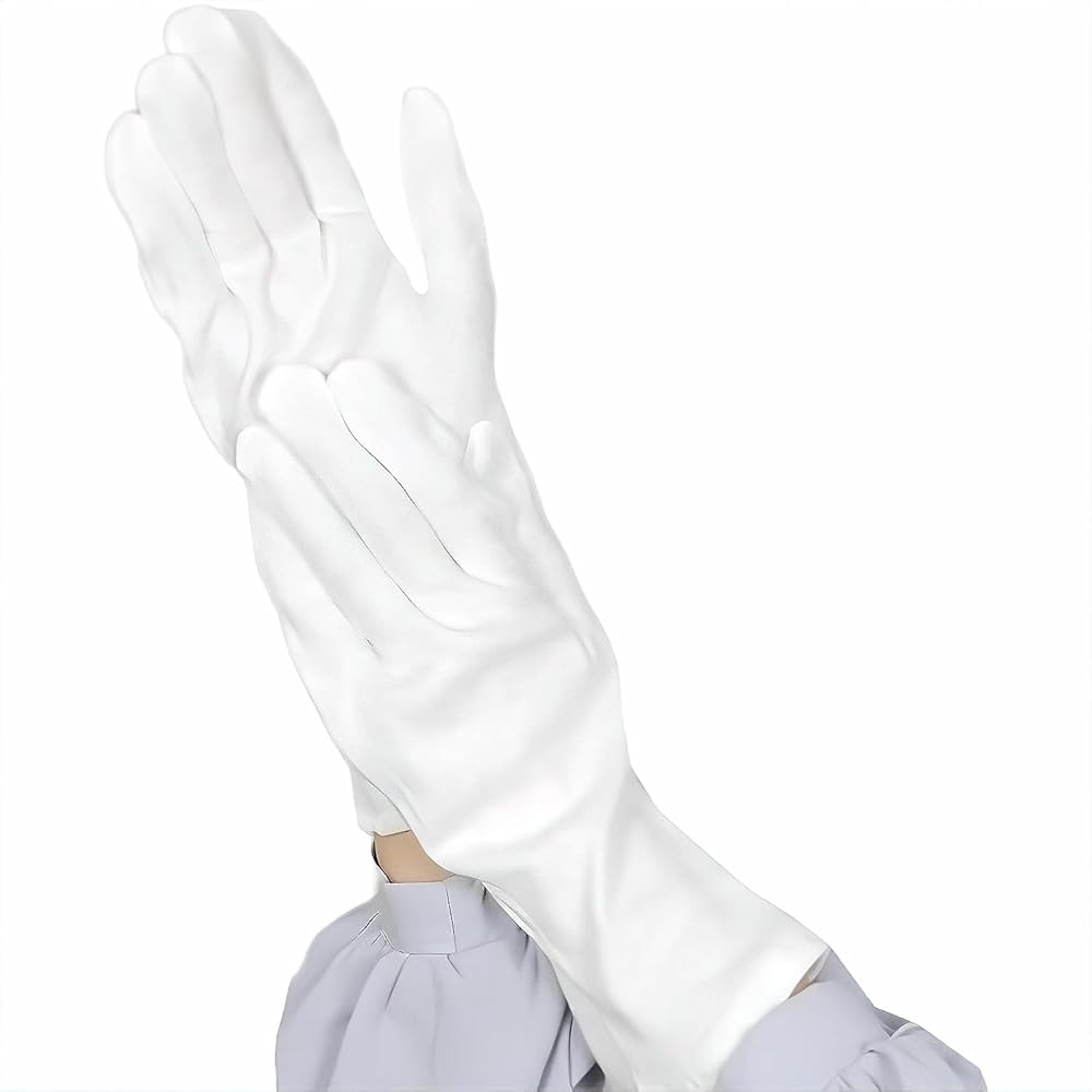 Amazon.co.jp: [CHELABO] 綿手袋 L 3組 ロング 白手袋 コットン