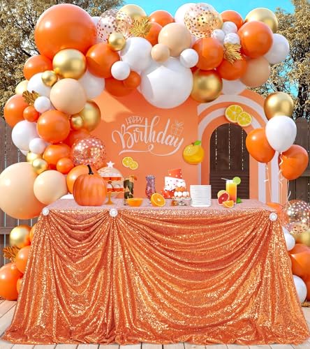 Image of B-COOL Glitter Sequin Table Cloth Birthday Tablecloths Sparkly Shimmer for Rectangle Table Fabric 90x90 Inch Overlay for Halloween Thanksgiving Fall Party Supplies Event Decorations