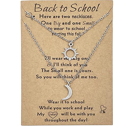 INENIMARTJ Back to School Jewelry Mommy and Me Necklace,Mother Daughter Son Necklace Set for 2,First Day of Kindergarten Necklace for Women Jewelry