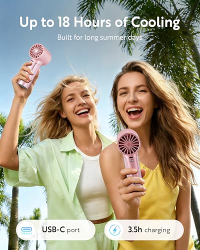 Image of Handheld Portable Fan, Adjustable Speed Powerful Mini Personal Fan, Rechargeable 5000mAh Battery Up to 18 Hours Runtime, Pocket Turbo Fan with Smart LED Display for Travel, Office, Outdoor