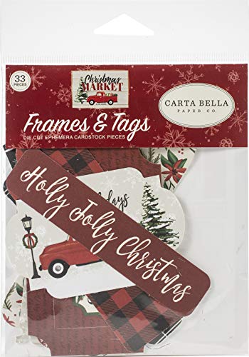Carta Bella Paper Company ephemera, red, green, tan, black, white