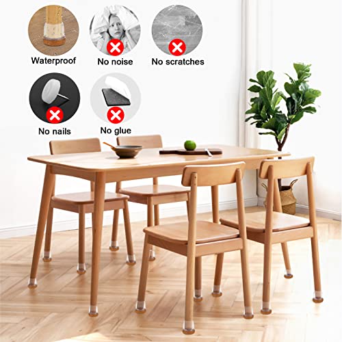 Image of Furniture Feet Floor Protectors, MOMSIV Flexible Furniture Legs Protectors Clear TPR Cups for Wood Floors Non Slip Slim Fit for Round Legs Diameter 0.8-1 inch - Mid (16 Pack)
