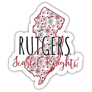 Rutgers Scarlet Knights Floral State Die Cut Decal 2-Inch