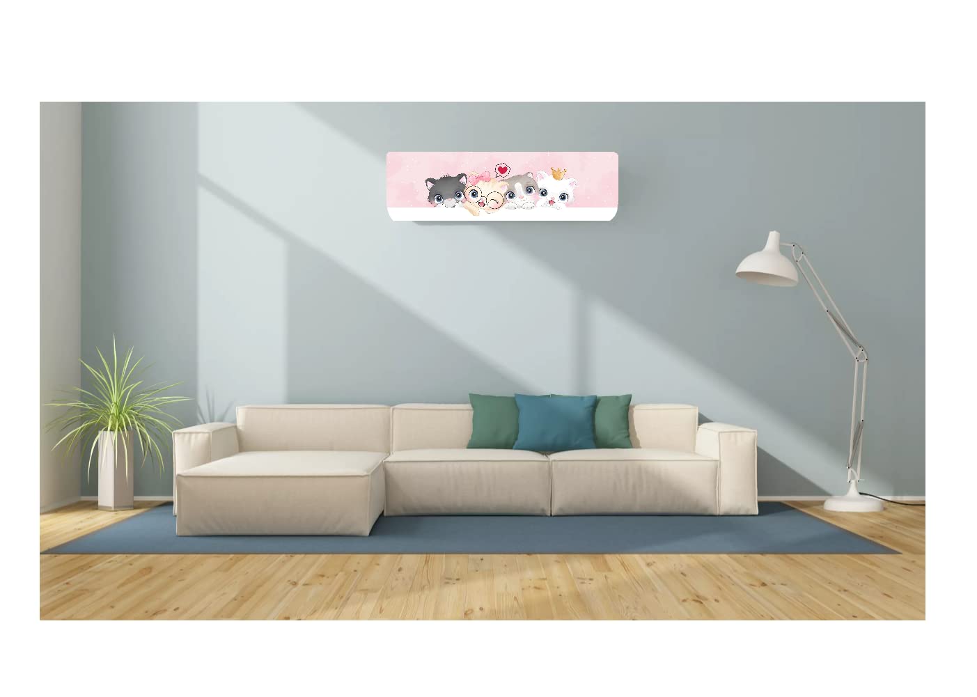 STUTI WORLD Air Conditioning Dust Cover Folding Designer Ac Cover for Indoor Split Ac 1 ton (91 x 31 x 21 cm ) and 1.5 ton (97 x 31 x 21.5 cm ) new creative Printed (pink cat, 1.5 ton) 4