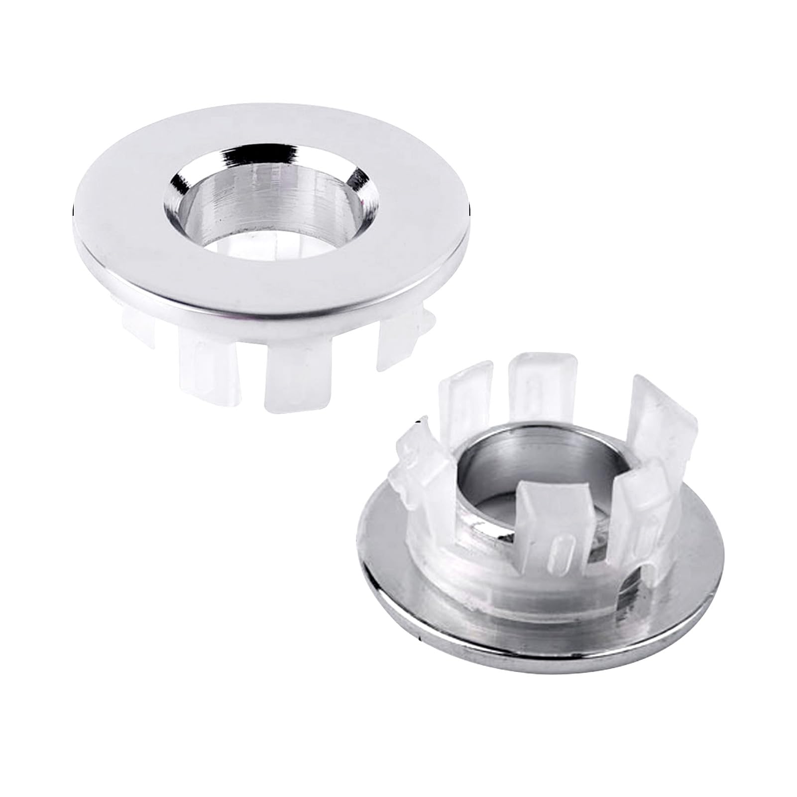 Wemoralix Pack of 2 Sink Overflow Rings, Silver Refined Copper Basin Overflow Inserts, for 22-24 mm Sink Holes, Bathroom Kitchen Accessory