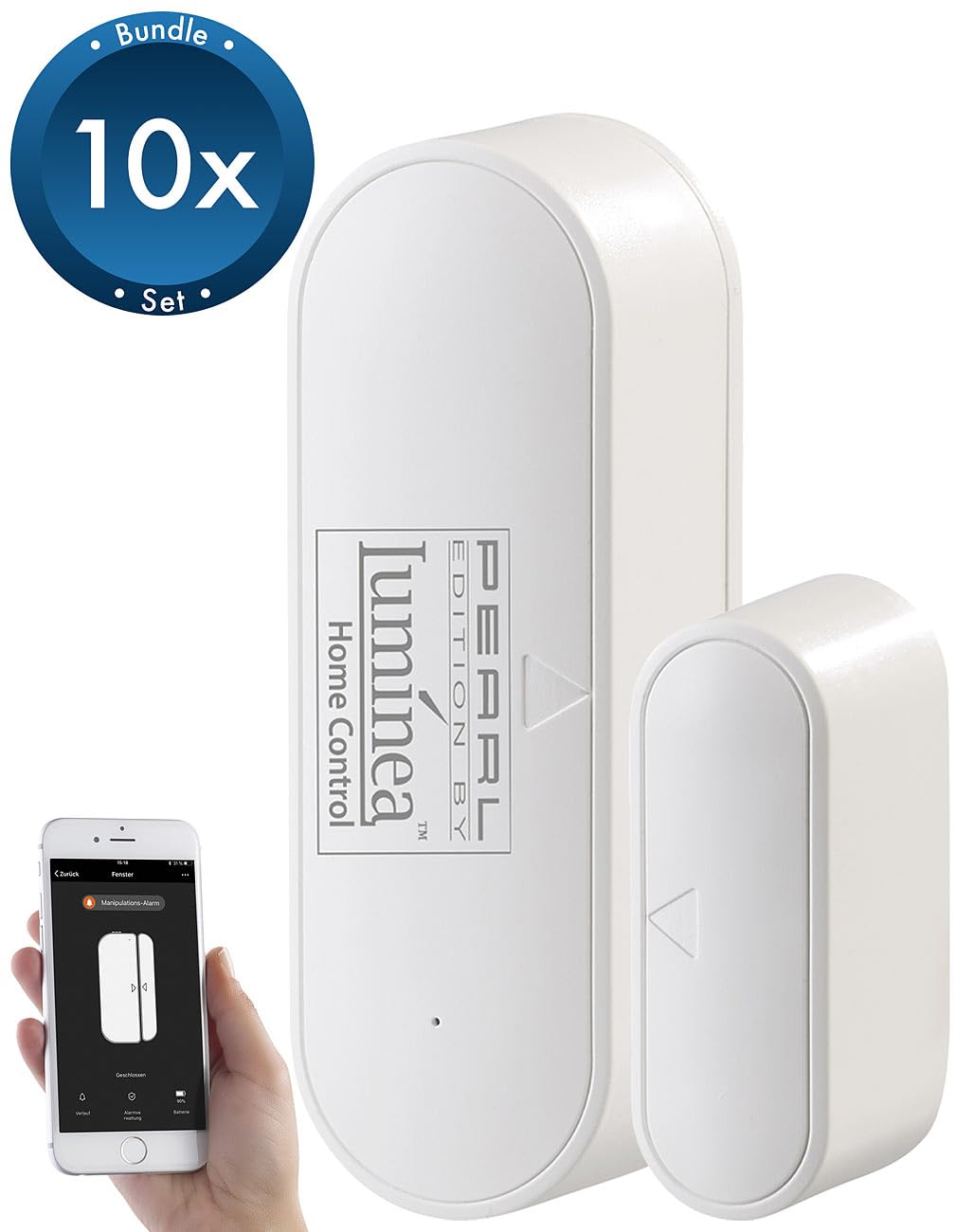 Luminea Home Control WiFi-Türsensor: 10er-Set WLAN-Tür- & Fensteralarm, App, für Alexa & Google Assistant (WLAN-Fenster-Sensor, Fenster-Kontakt-Sensoren, Home Fensterkontakt)