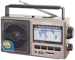 Rádio Portátil AM/FM 11 Faixas Ondas Curtas Pen Drive Funciona com Pilhas ou Direto na Tomada Bivolt