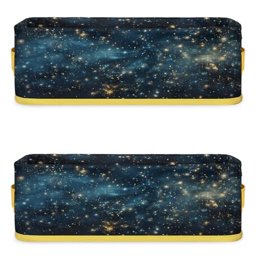 Starry Night Sky Bathroom Storage Basket Waterproof Foldable Storage Bins with Handles Decorative Toilet Paper Storage Basket for Organizing for House Bathroom Toiletries Set of 2