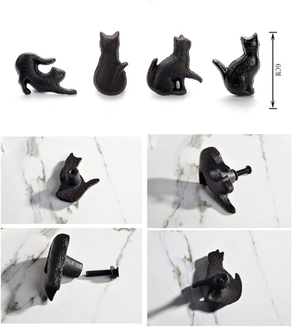 Antique Furniture Knob Furniture Handle Vintage Metal Cat Set for Cabinet Drawer Decorative Cabinet Knobs Cufflinks 4 Pack