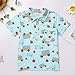 IMEKIS Boys Blue School Bus Pattern Short Sleeve Button-Down Shirt, Size 4-5T, Back to School