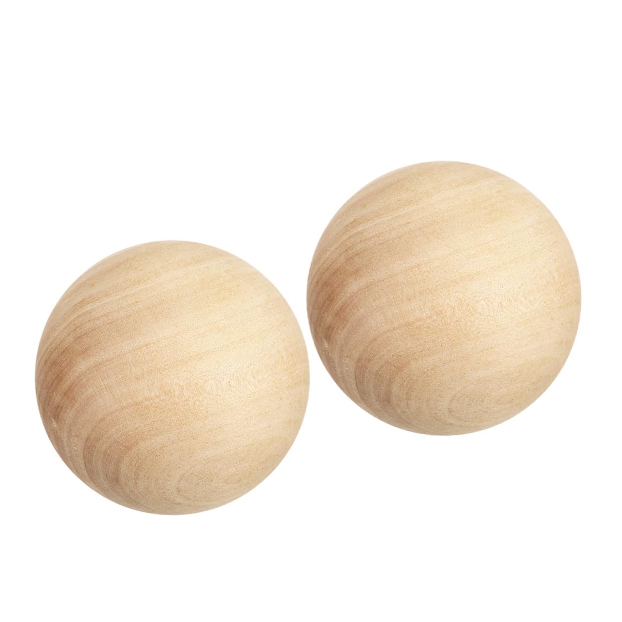 Bola de Madera Lisa de 9cm, Esfera Maciza sin Pintar, 2 Uds