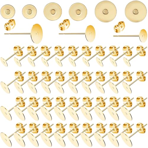 ZKGYUS 150 Juegos Earring Posts Pad, Postes Planos de Pendientes, Acero Inoxidable para Fabricación de Pendientes, Bricolaje, Artesanía