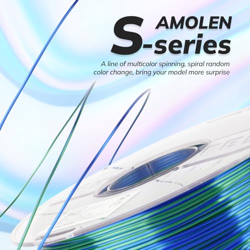 Image of AMOLEN Silk PLA 3D Printer Filament Bundle, Shiny PLA Filament 1.75mm Multicolor Rainbow Pack, Fast Color Change PLA 3D Printing Filament for Most FDM 3D Printer, 1KG X 4 Spools