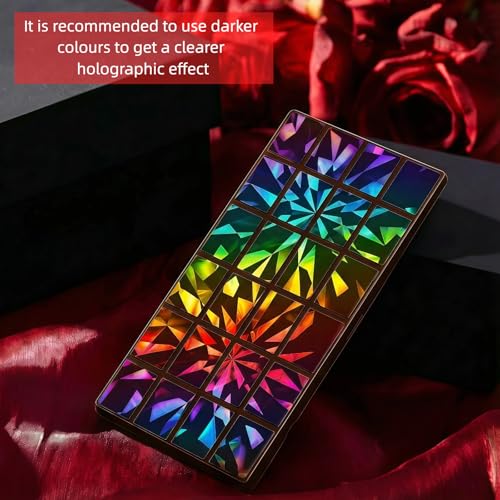 Ziliny 1 Pcs Holographic Chocolate Molds Resin Silicone Chocolate Bar Thick Deep Molds for Valentine's Day Christmas DIY Baking Wax Melts Birthday Party Supplies(Geometry)