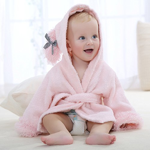 Image of Baby Girl Bathrobes Wash Waddle Pink Sheep Hooded Robe Girls bath robe towel Terry Cotton Ultra Absorbent