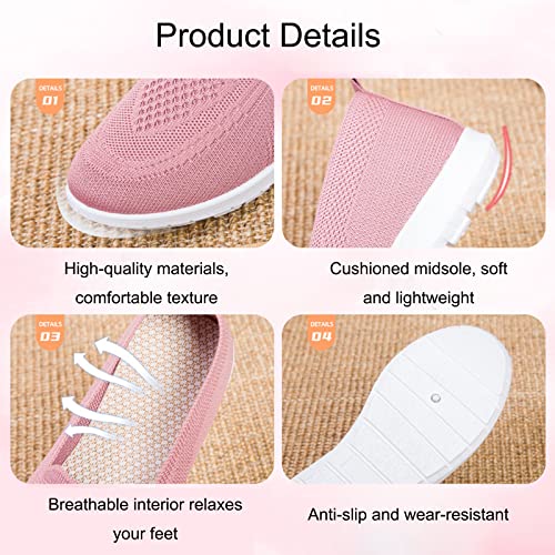 Women's Mesh Walking Shoes Slip-On Sneakers,Non-Slip Breathable Athletic Comfortable Lightweight Flat Loafer Nurse Shoes (6.5,Purple,6.5) #TOP2