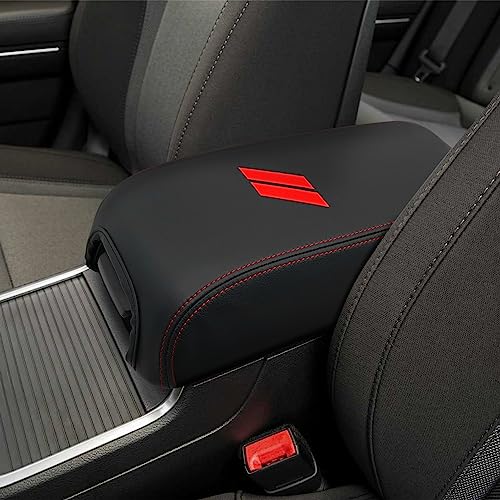 REMOCH Center Console Cover for Dodge Charger Accessories 2011-2021 2022 2023 for Chrysler 300 2015-2022 Leather Armrest Cover Console Box Lid Protector Interior (Red Stitches Leather)