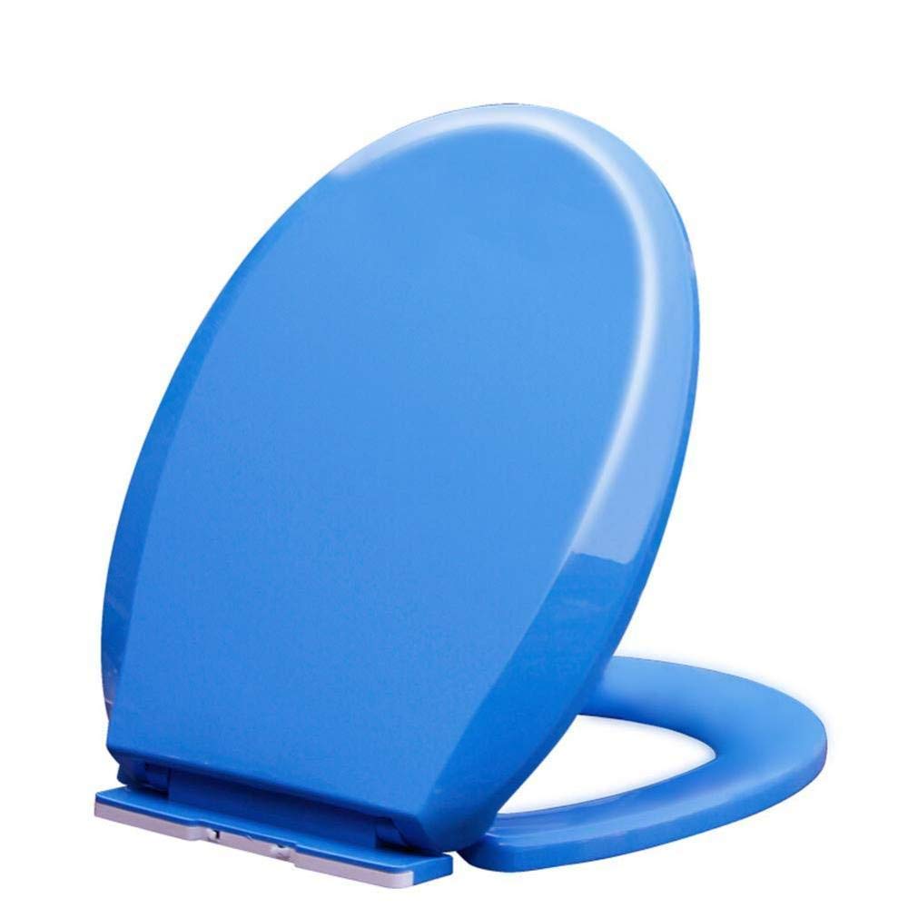Toilet Seats, Strong WC Toilet Seats Pan Round/D/V Shaped - Durable Hinge Top Fix Fittings(Blu,O4245*35.6CM)