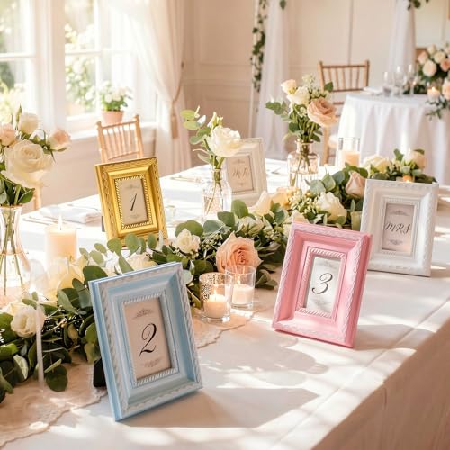 Image of 12 Pcs 2 x 3 Inch Small Colorful Picture Frames Bulk Mini Vintage Antique Ornate Retro Baroque Photo Frames with Backboard for Wall Hanging Tabletop Home Decor Wedding Christmas Display