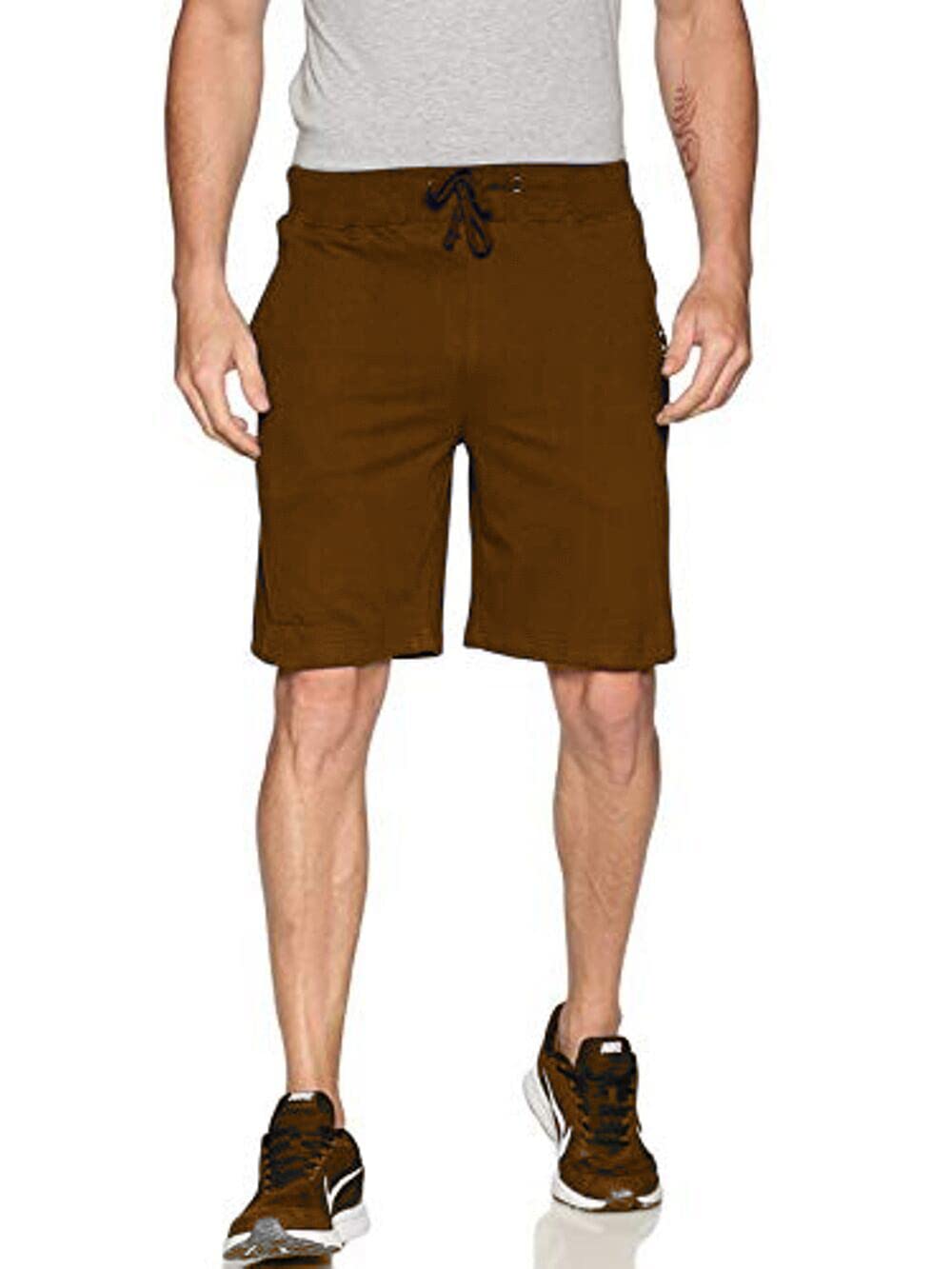 Alfa Men's Sports Cotton Shorts with 2 Zipper Pockets and 1 Back Pocket-image-13