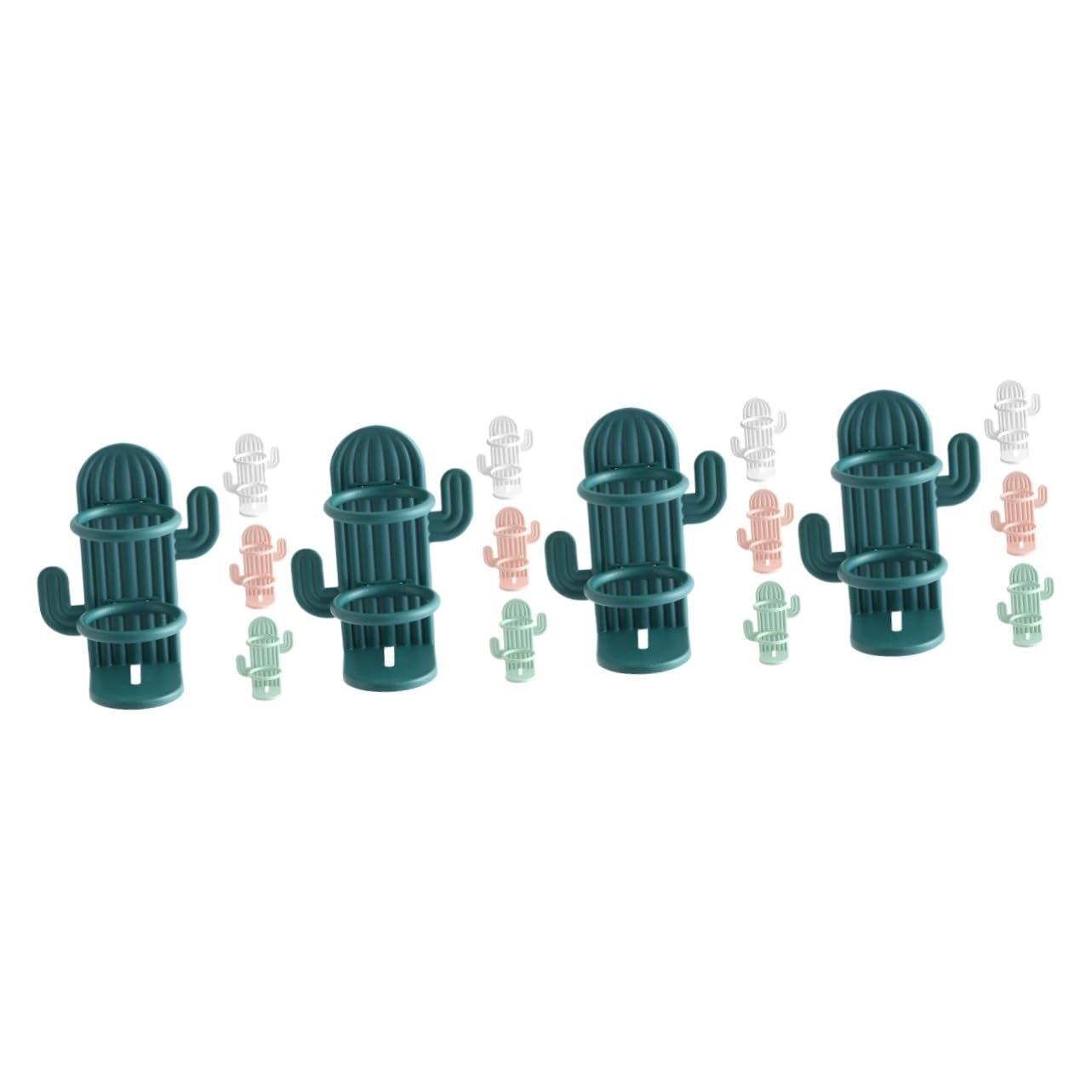 Cabilock Organizador De Pared para Cepillos De Dientes Forma De Cactus Soporte para Cepillo De Dientes Espacio Verde Rosa Verde 4 Piezas X 4