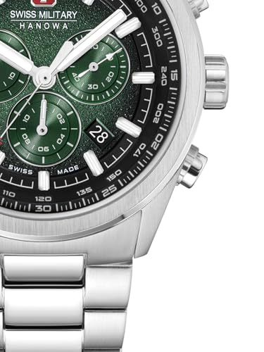 Image of Swiss Military Hanowa SMWGI0004206 Pioneer - Swiss Made Round Green Chronograph - Watch for Men
