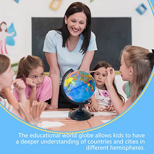6'' Geographic World Globe for Kids,Educational World Globe with Stand,Decorative Rotating World Map Globes Decor,Political Globe for Classroom Geography Teaching,Kids Room