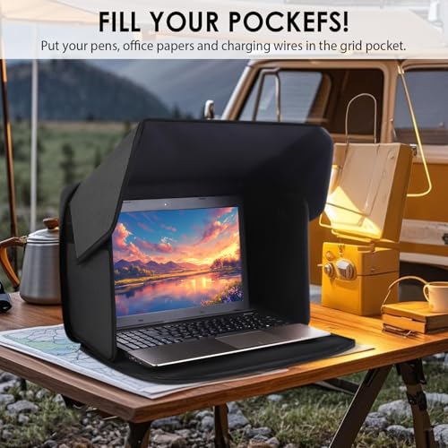 image for NAVASURE Laptop Sun Shade for Working Outside - Foldable Sun Glare Shi