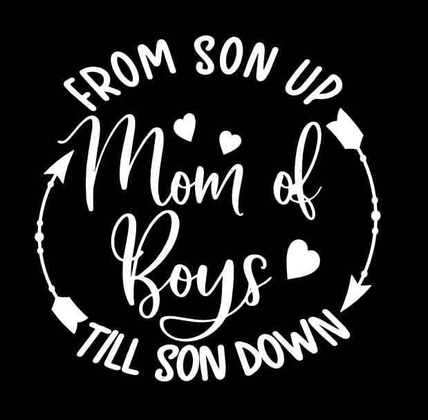 Miniatura 1 de Thistle Brook Cottage - Calcomanía de vinilo para automóvil con texto en inglés "Mom of Boys" para parachoques de coche, furgonetas, camiones, 5 H x