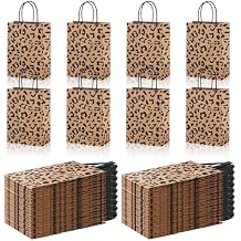 Tinlade 16 Pcs Cheetah Print Gift Bags Leopard Print Small Paper Goodies Bags with Handle Safari Party Favor for Kids Wild Life Animal Birthday Baby Shower Decorations Supplies, Without TissueBlack