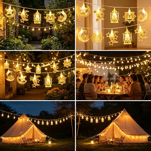Image of 40 LED Star String Lights Battery Operated 20FT Star Mini Star Fairy Lights for Patio Garden,Wedding, Party, Home Decoration (Five-Combination)