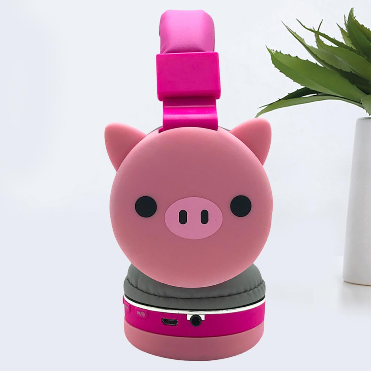 BETOOKY Cuffie Wireless a Forma di Maialino Rosa, Pieghevoli | Abs, Spugna e Silicone, Design Compatto Ergonomico, 360 Mah, per Cosplay e Giochi