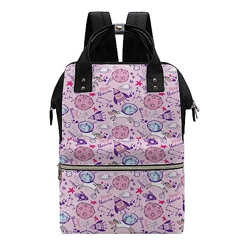 Cute-Unicorns-Stars-and-Planet-Diaper-Bag-Portable-Backpack-Mommy-Bag-Travel-Shoulder-Daypack-for-Outdoor-Working-Beach