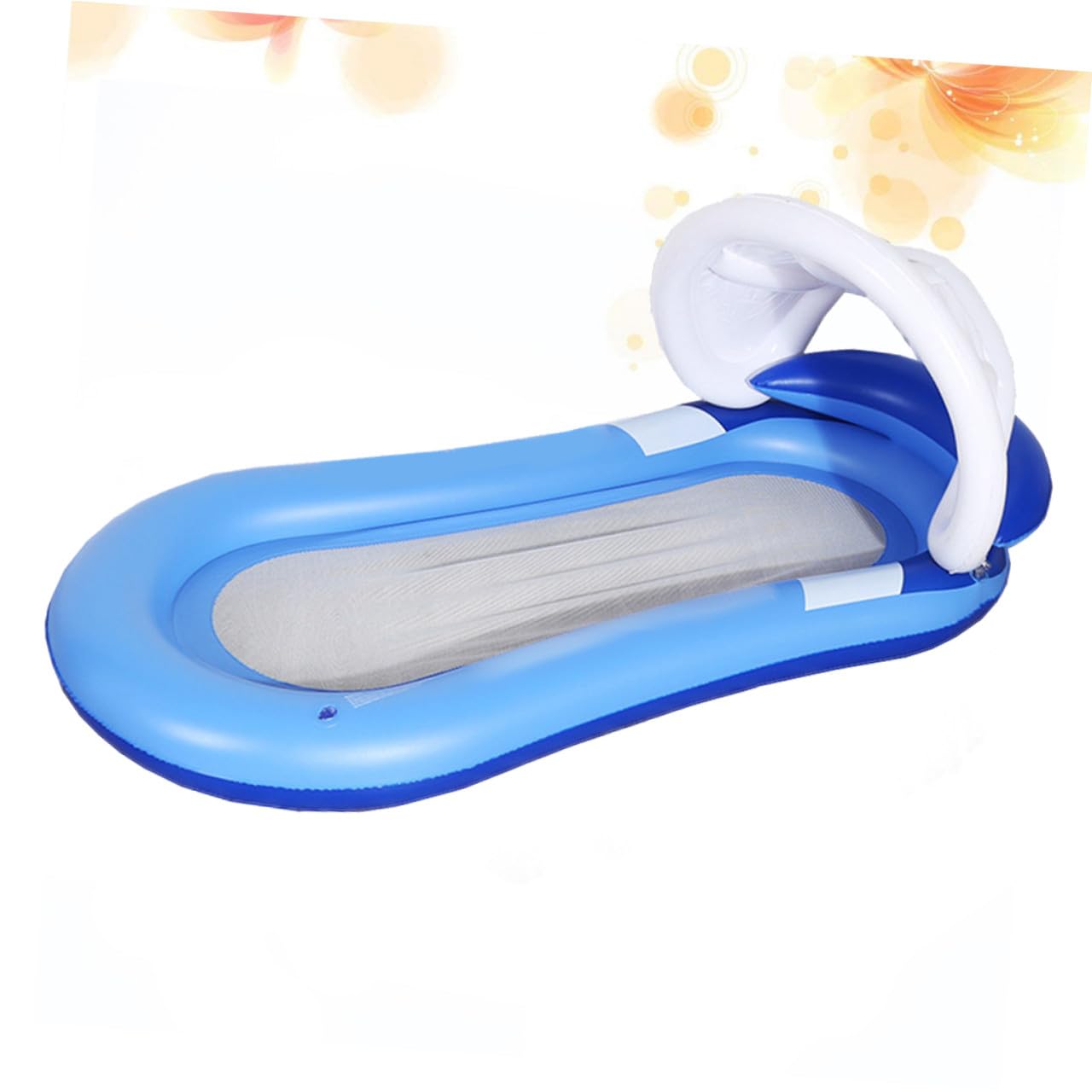Uonlytech Hamaca de Agua Flotante Inflable de PVC para Piscinas y Playas con Respaldo Reclinable y Toldo Removible para Mayor Comodidad