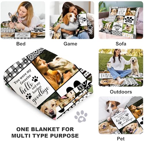 NIBESSER Personalisierte Geschenke Hunde Katzen Personalisierte Hundedecke mit Foto Name Kuscheldecke Katzen extra weiche softe Hundedecke für Unterwegs Sofa Bett