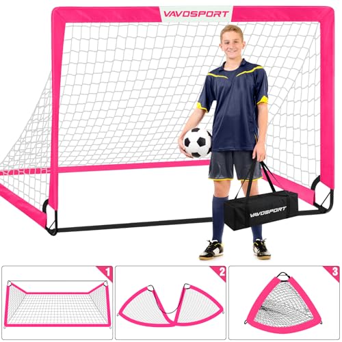 Image of Kids Soccer Goals for Backyard Set - 2 of 4' x 3' Portable Soccer Goal Training Equipment, Pop Up Toddler Soccer Net with Soccer Ball, Soccer Set for Kids and Youth Outdoor Games, Sports, Play