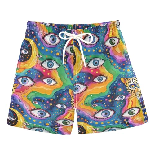 Weird Leopard Evil Eyes Rainbow - Camiones de natación para niños pequeños, secado rápido, pantalones cortos para niños, regalos para adolescentes, 2T, Weird Leopard Evil Eyes Ball on Rainbow, 24