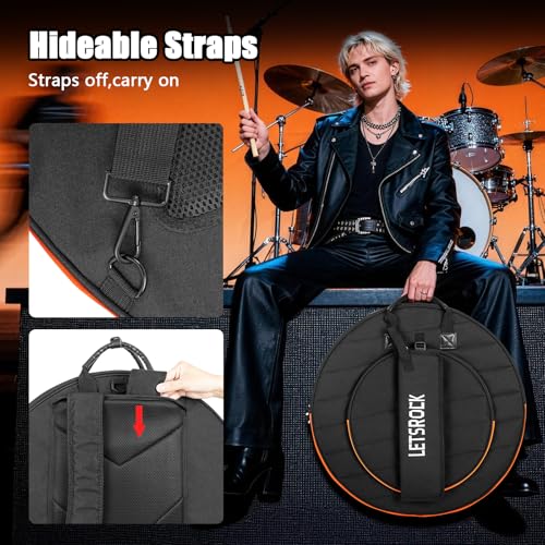 image for LETSROCK Cymbal Bag with Drumstick Bag,Cymbal Backpack Holds 6 Drum St