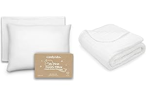 Comfy Cubs Toddler Pillow with Muslin Pillowcase and Blanket Essential Bundle