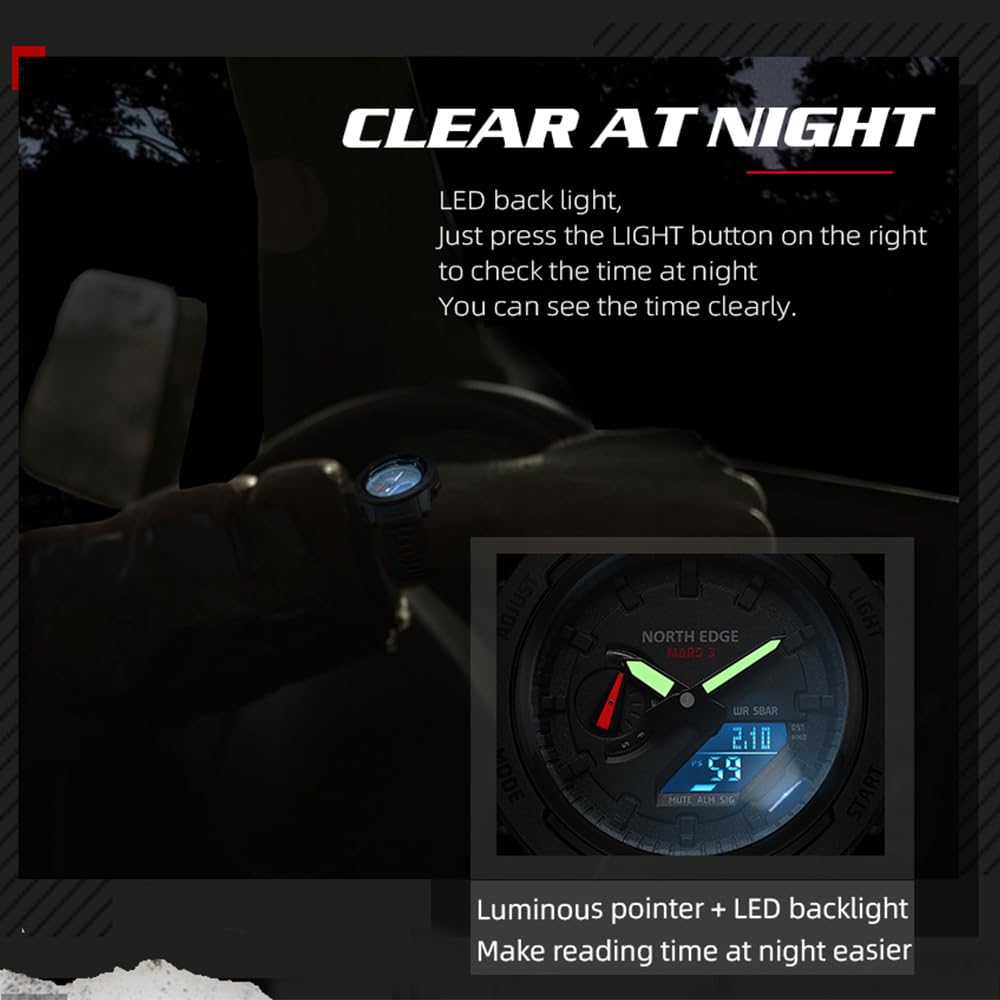 Lixada Reloj Digital para Hombre, Reloj Deportivo, Relojes de Pulsera Impermeables con Alarma de cronómetro