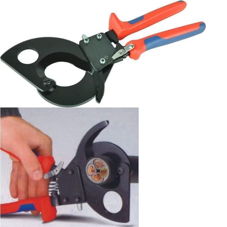 Przecinak do kabli z grzechotką do cięcia kabli i drutu, maks. 380 mm², szczypce do cięcia kabli