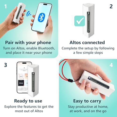 Image of Portable CO2 Tracker for Travel for Peak of Productiviy & Brain Fuel Monitor Indoor & Outdoor - Your Wellbeign Trainer with Rechargeable 6-Month Battery (Graphite) iOS ONLY