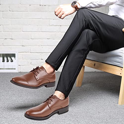 Image of Mens Dress Shoes Modern Classic Slip On Oxfords for Formal Church | Men's Oxfords Business Lace-Ups Work Wedding Dressing Shoes