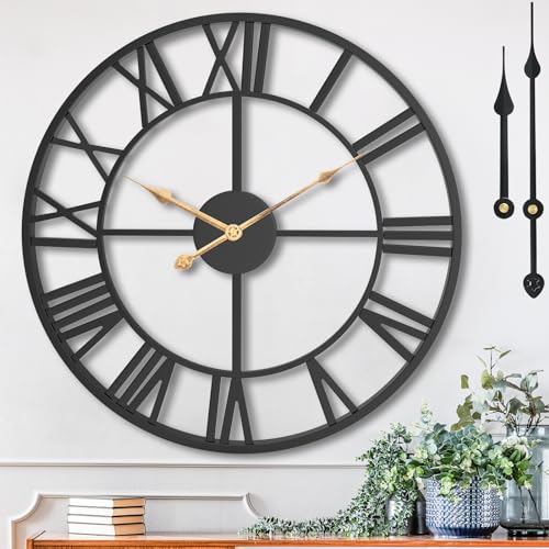 MuZi famlily 14 Inch Large Wall Clock, Modern Decorative Black