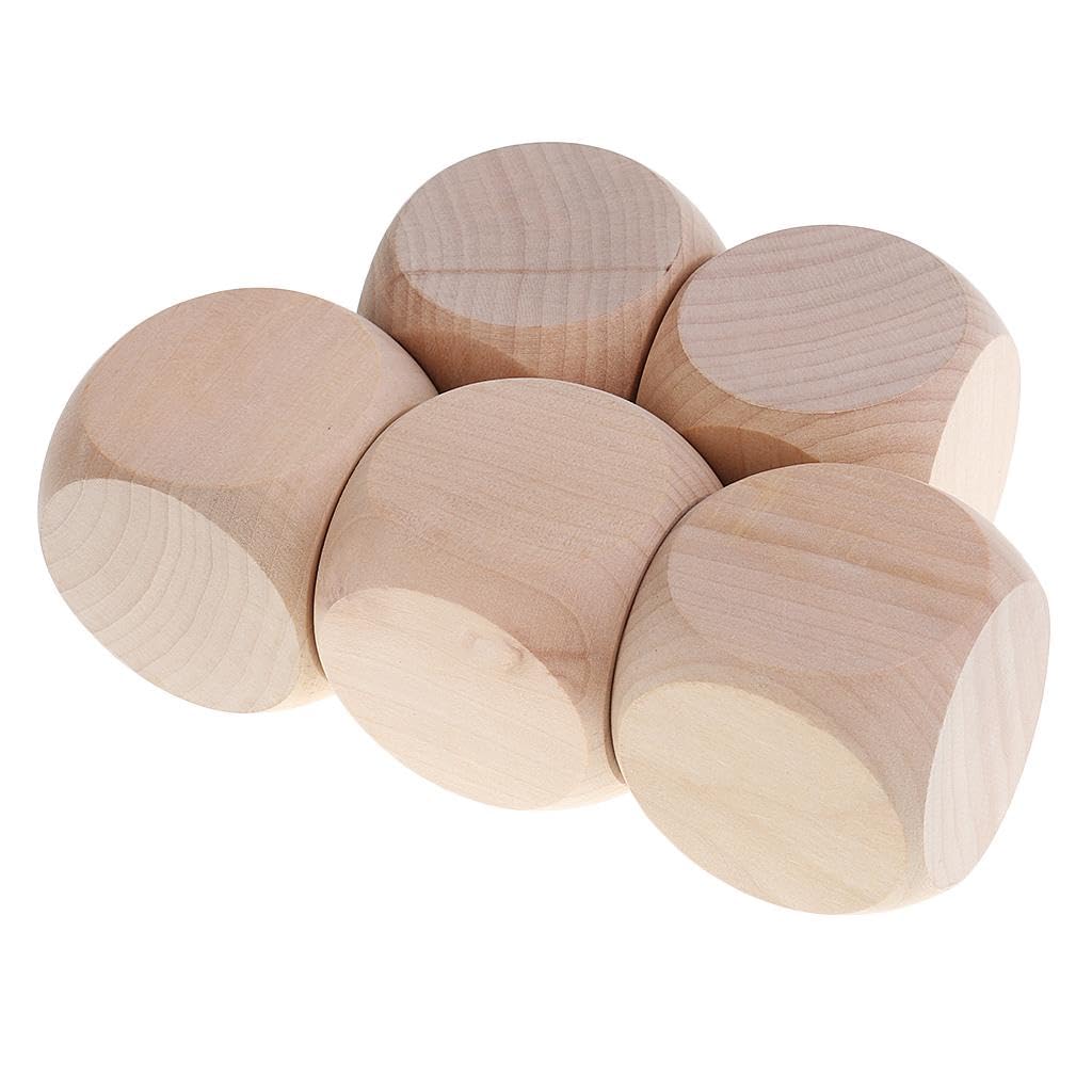 Dadi Vuoti in Legno D6 3 cm per DIY Decorazione, 5 Pezzi, 60mm