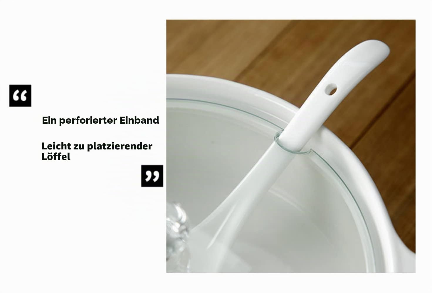 Suppenterrine mit Deckel und Schöpfkelle Set, 2L Keramik Servierteuer mit Glasdeckel, Servierschalen mit Doppelgriffen, Porzellan, weiß, mikrowellen- und spülmaschinenfest